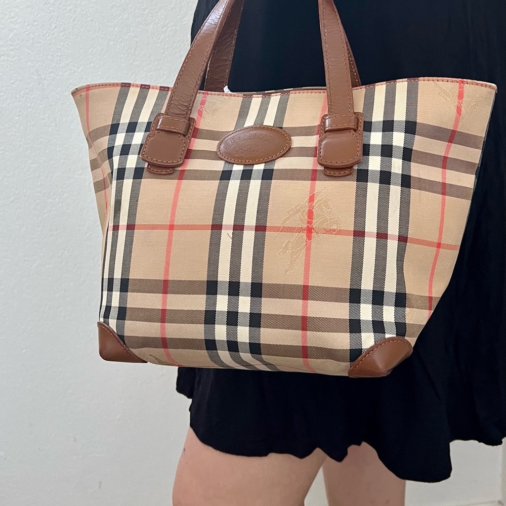 Vintage Burberry small size shopper tote bag